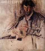 Nikolay Fechin Blowing the flute painting